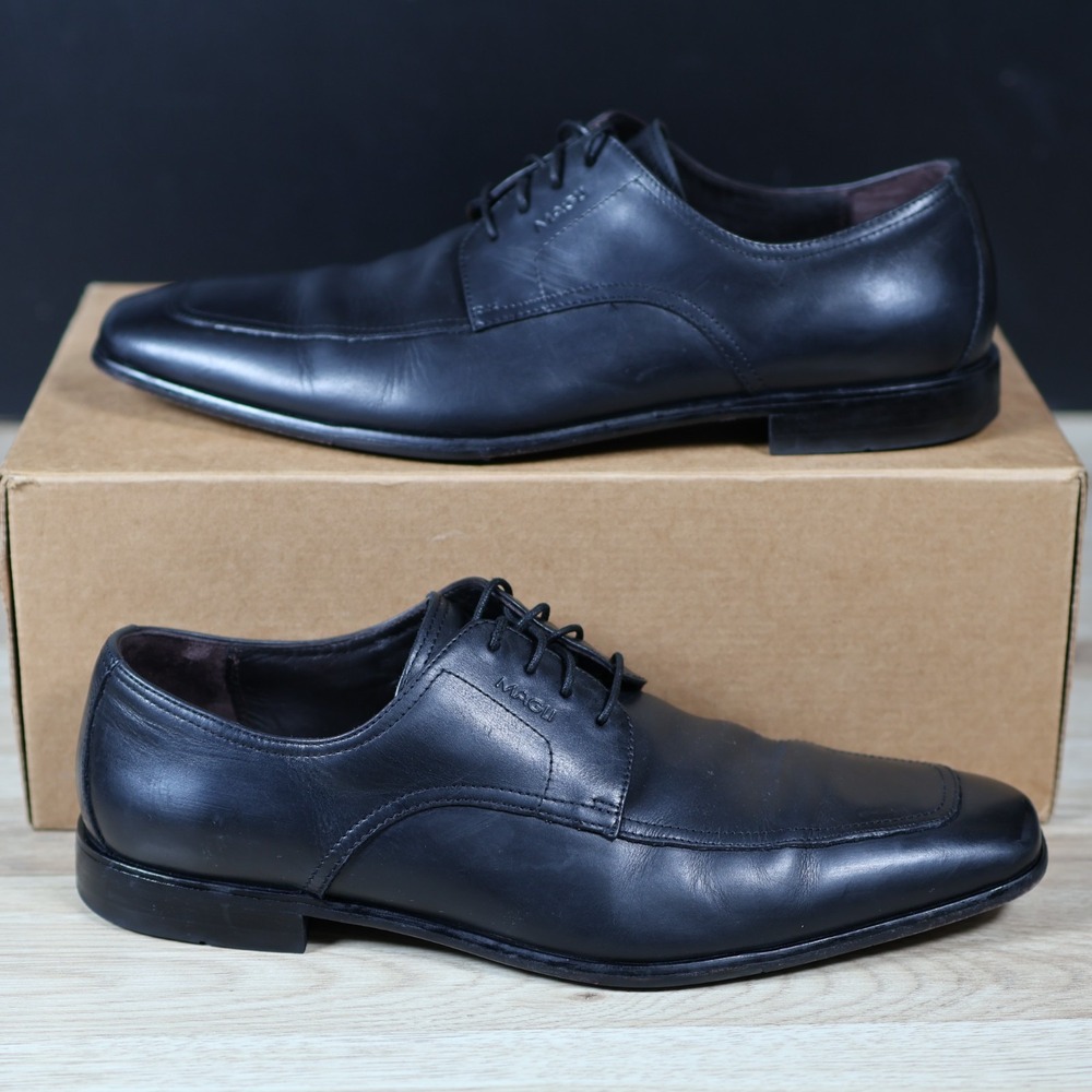 Bruno Magli Shoes Men Size 9.5 M Black Liramido Leather Derby Apron Toe Dress